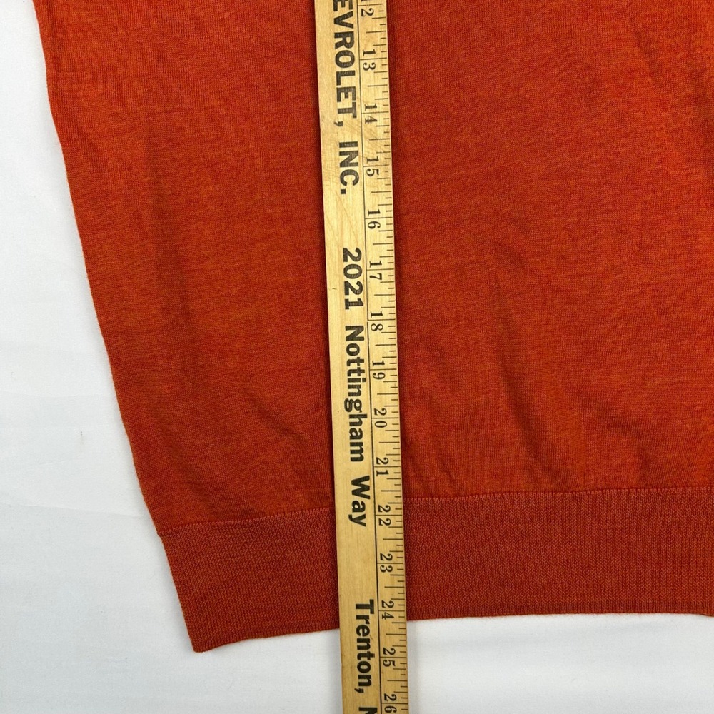 Polo Ralph Lauren Mens Orange Merino Wool V-Neck Sweater Custom‎ Fit Large L/G - Picture 6 of 11
